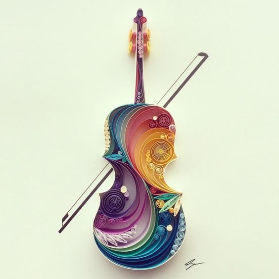 violin quilled paper art