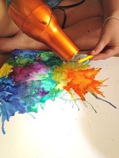 diy paintings with crayons