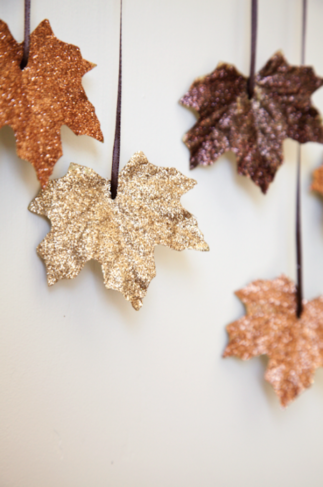 diy glitter projects fallen leaves 