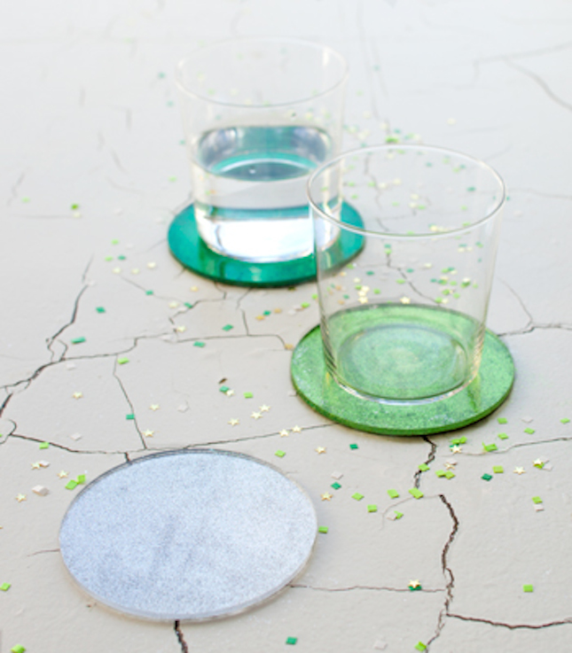 diy glitter projects coasters