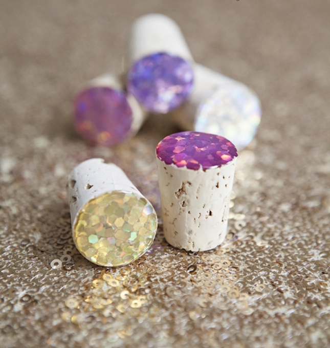 diy glitter projects wine stoppers