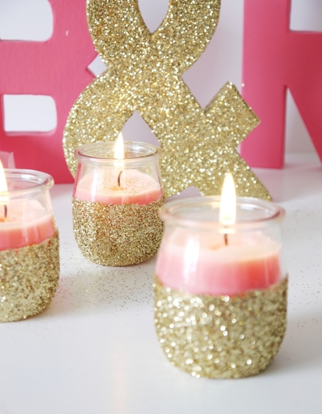 diy glitter projects candle holders