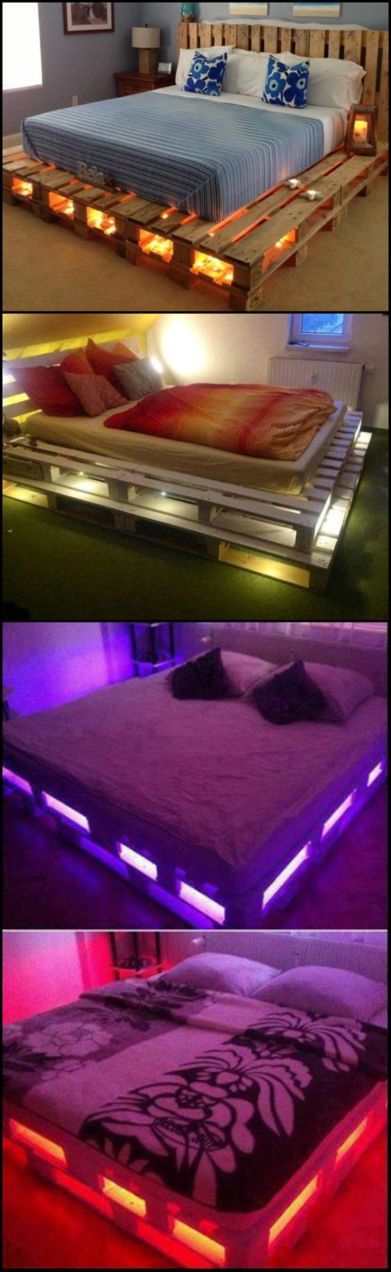 Diy pallet deals bed with lights