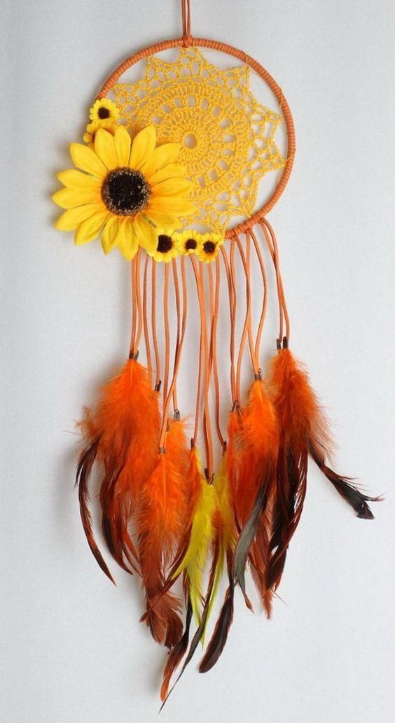 DIY Floral Dream Catcher Kit- Make your own dreamcatcher- Mustard Yellow