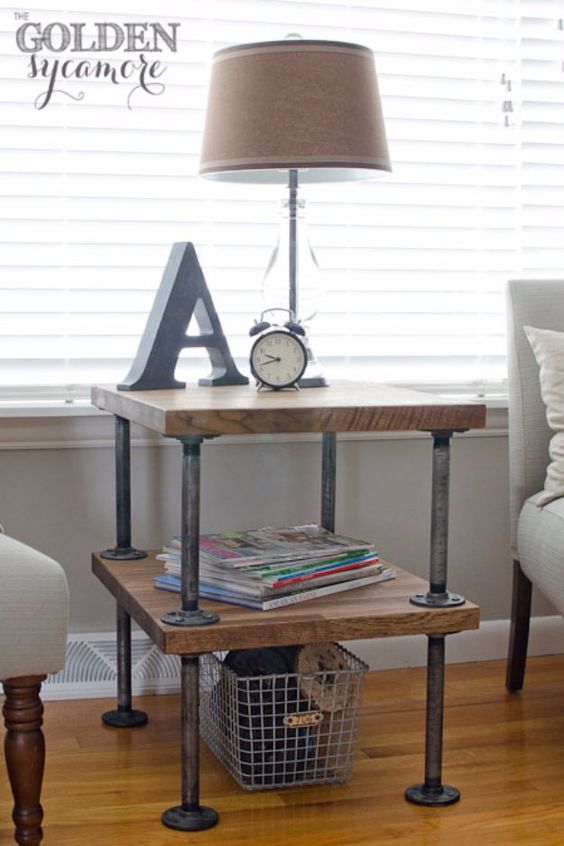 diy side table industrial style