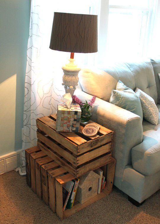 diy side table crates pile