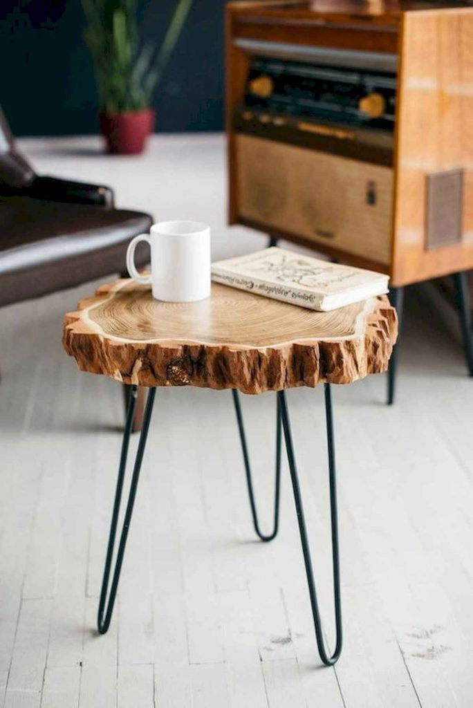 diy side table slice tree trunk