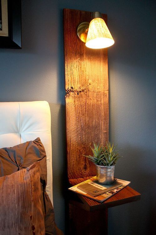 diy side table with wall lamp