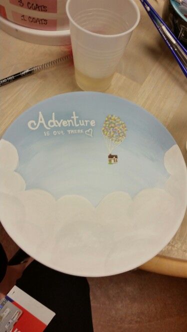 pottery painting plate with clouds