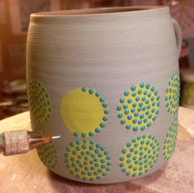 ceramic mug with dot dots