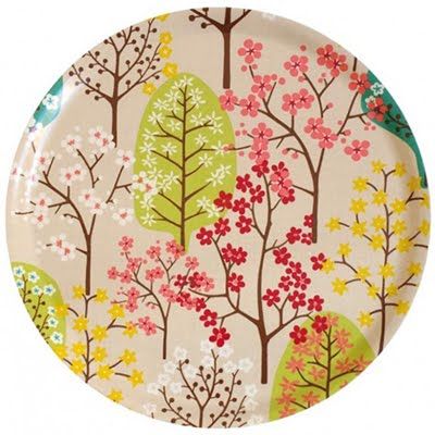 cherry blossom plate painted