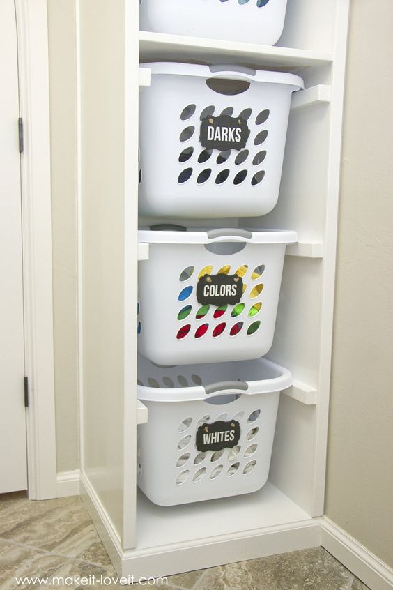 laundry room ideas using bins