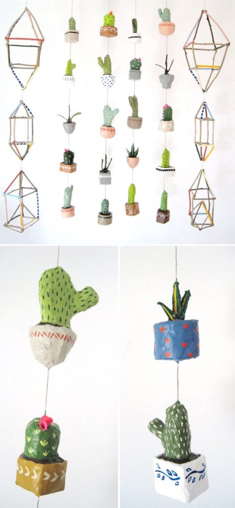 a paper mache cacti garland