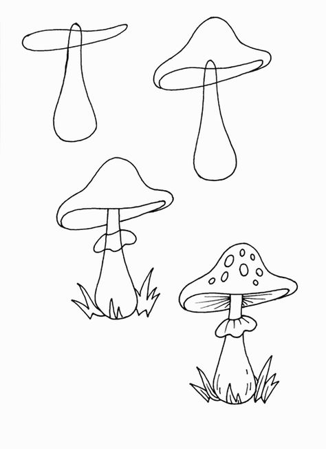 Learn how to simply draw a mushroom