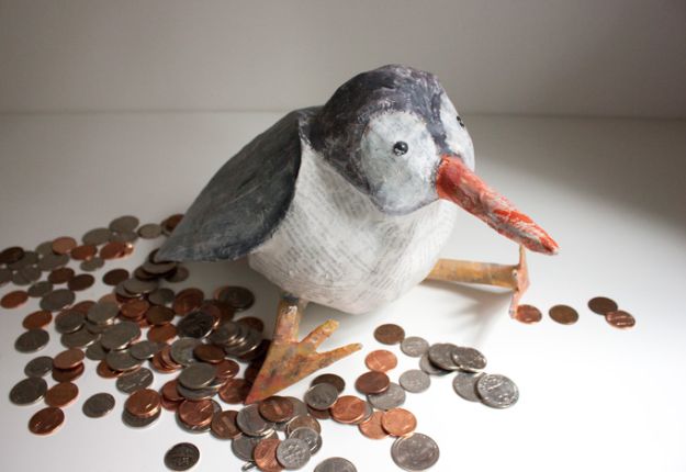 money penguin paper mache