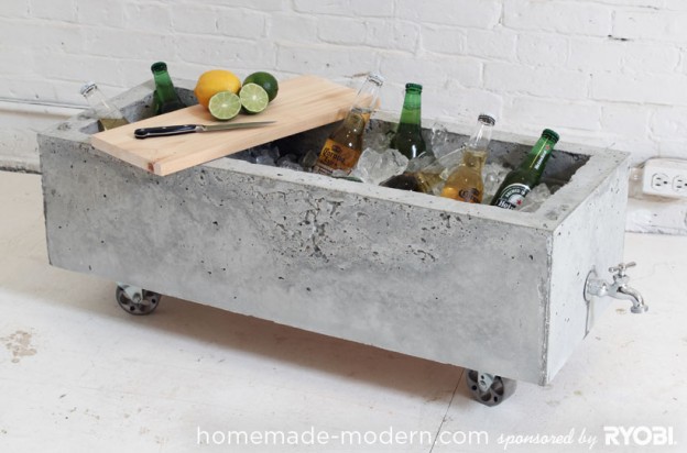 Bar on wheels from concrete