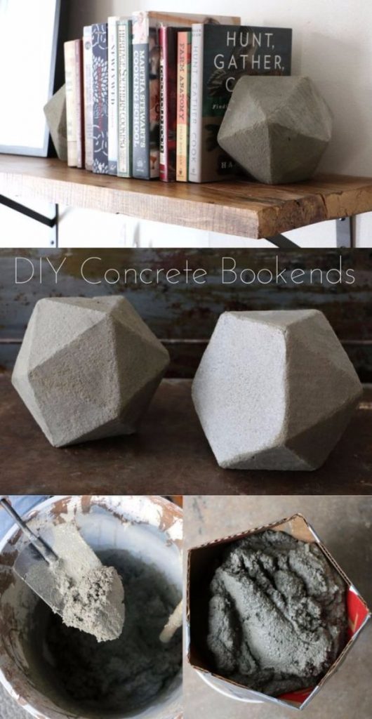 Concrete bookends for an industrial accent