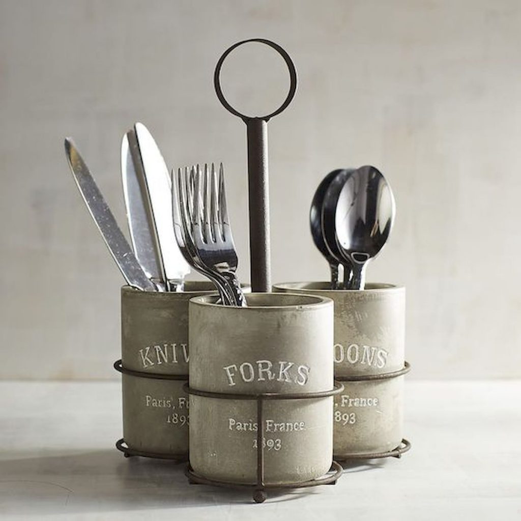 Cement cutlery holders for the kitchen