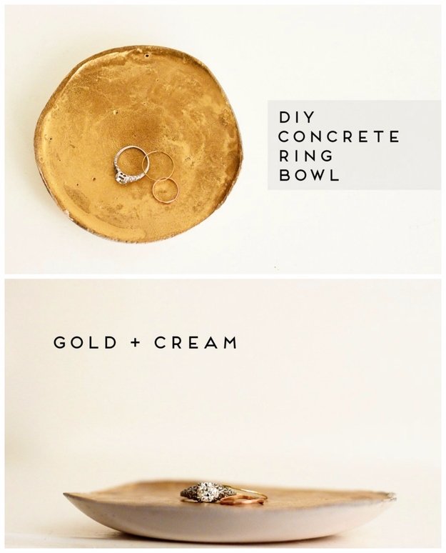 Gold cream DIY concrete ring bowl