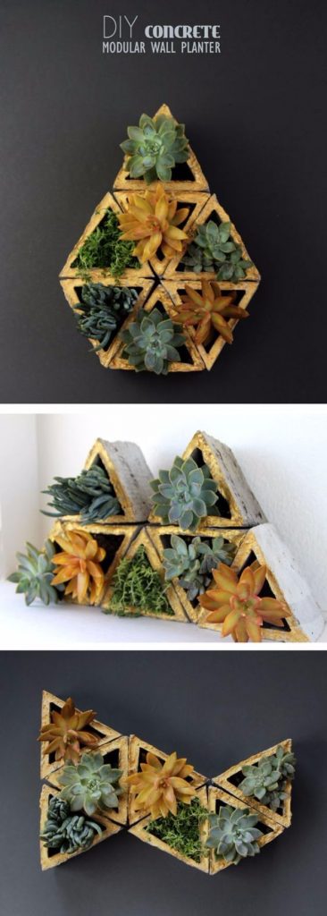 Modular wall planters in geometric shapes