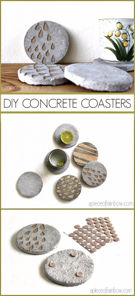 DIY concrete coasters with gold touches