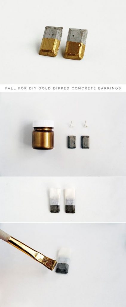 Gold dipped concrete earrings