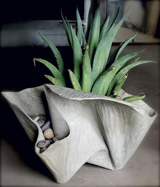 Organic folded cement flower pot