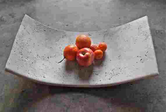 Curved cement fruit platter