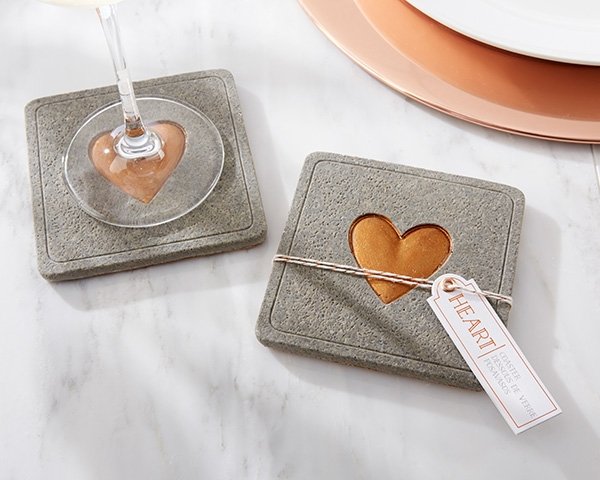 Gold heart imprinted coasters