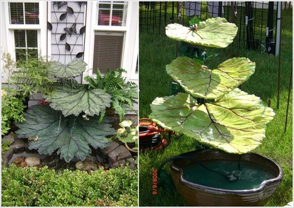 Leaf textured garden fountain