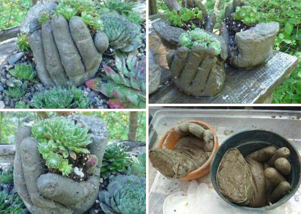 Using hands to mold planters